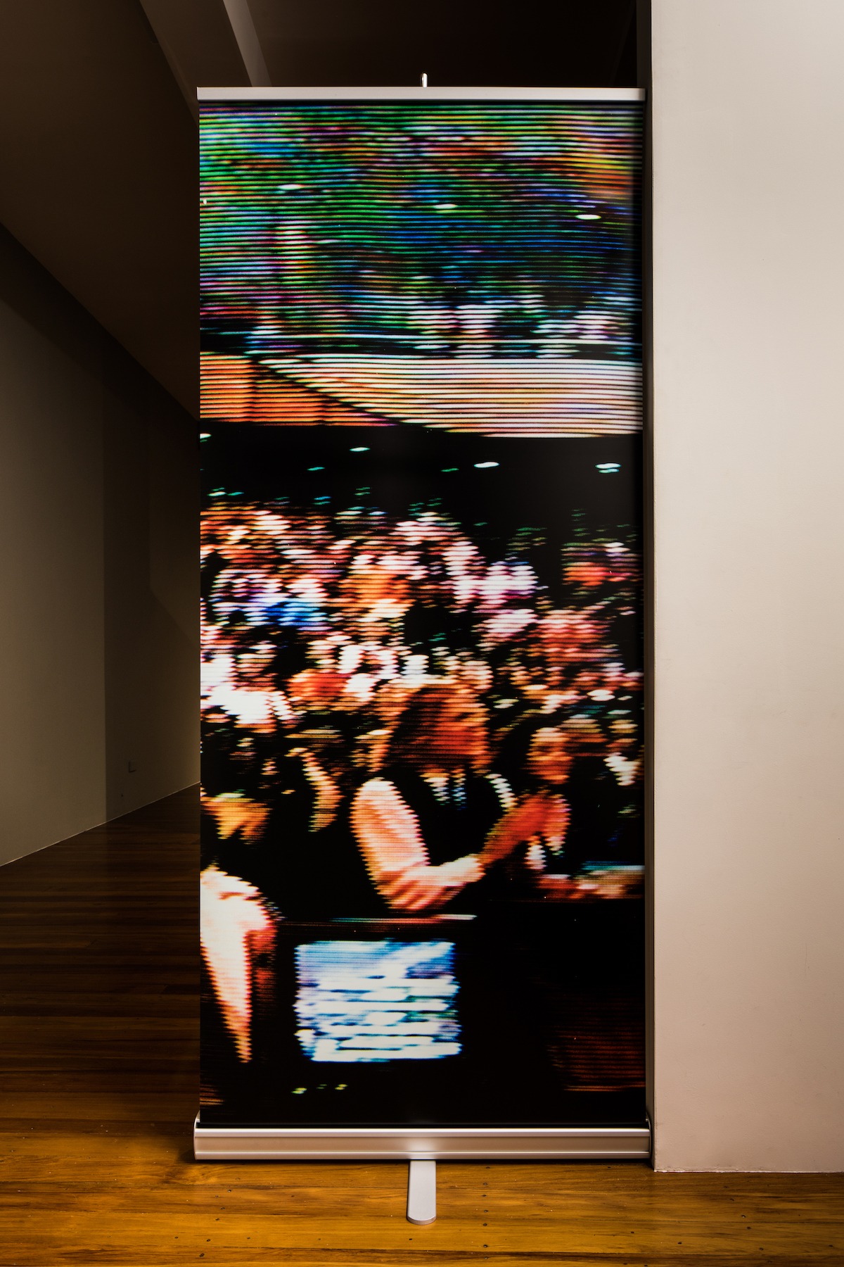 Installation view, pull-up banner stand, 1980 x 850 mm. Photo: Janneth Gil.